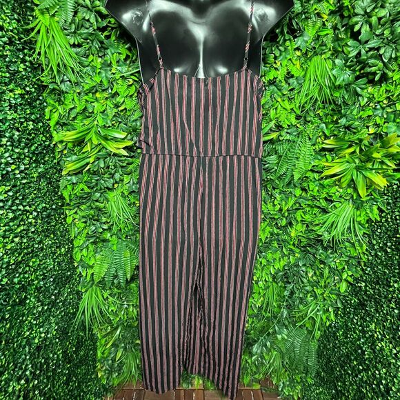 Women Jumpsuit Pants 3XL‎ Black Red Striped Stretch Waist AMBIANCE 1222 - Picture 7 of 7